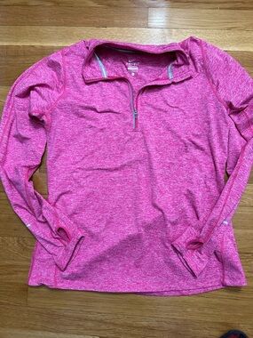 Nike Pink Heathered Quarter-Zip Performance Top Size Large EUC